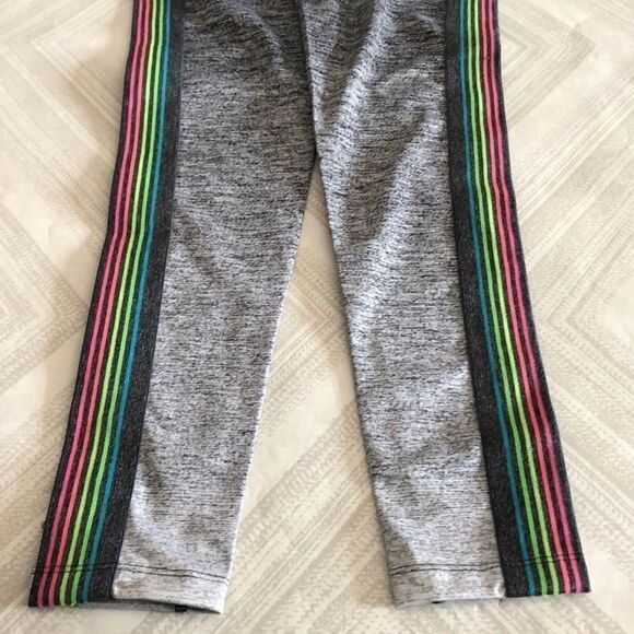 NYLORA Grey Ombré Leggings Neon Rainbow Side Stripes Size XS - Picture 5 of 8